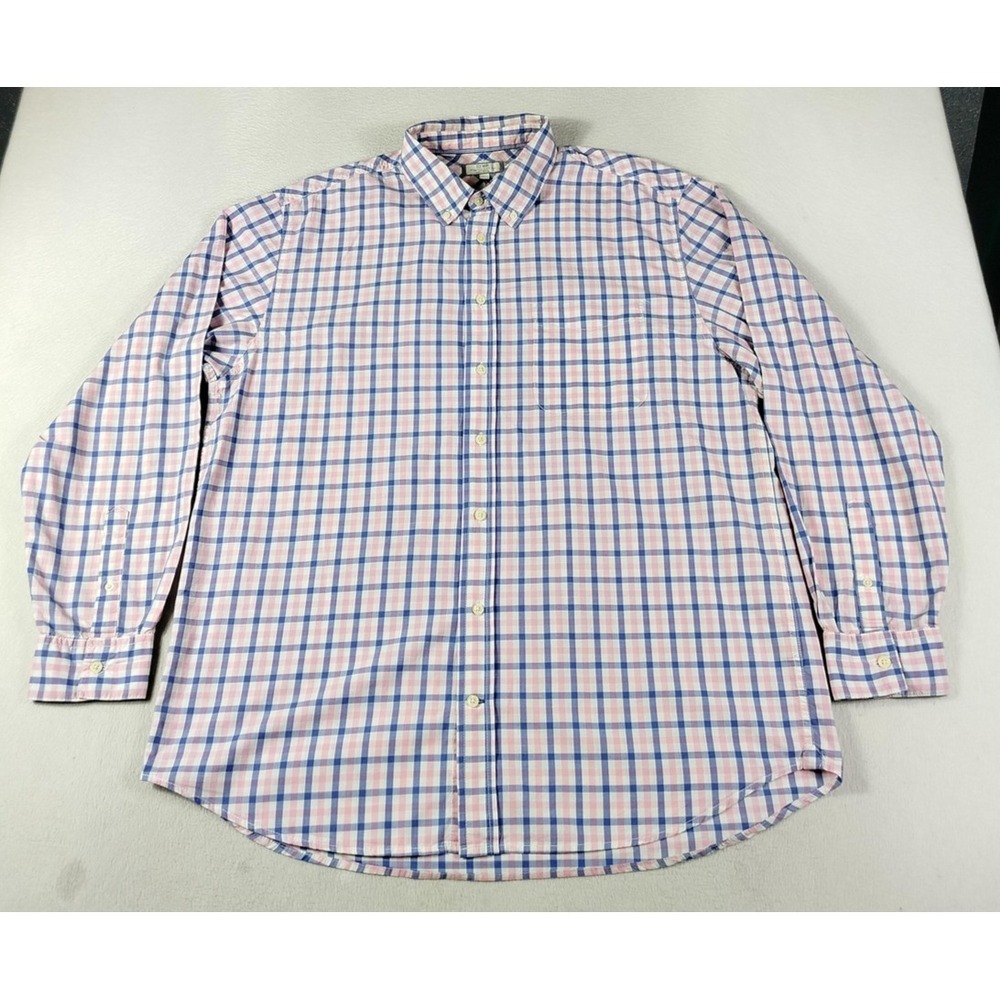 Old Navy Shirt Mens XL Pink Blue Check Long Sleeve Button Down Business Preppy